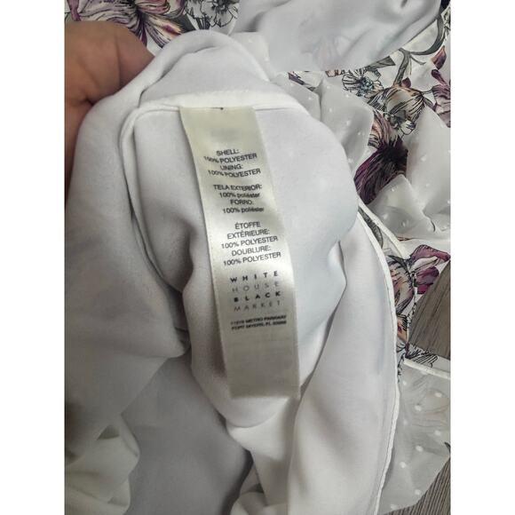 White House Black Market Blouse Women’s 12 Sheer Floral Print 3/4 Sleeve Top - Picture 7 of 7